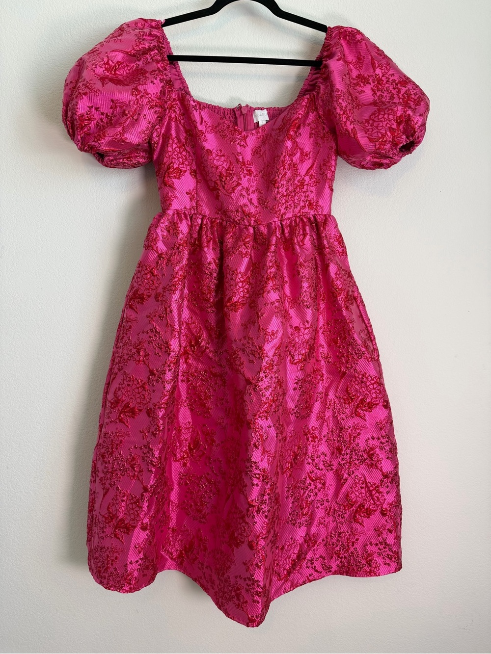 Sugarlips Danica Jacquard Alessi Puff Sleeve Midi Dress - Picture 2 of 7